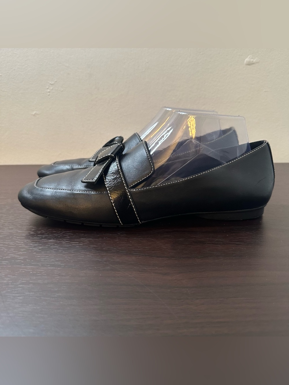 Donald Pliner Deane Black Leather Square Toe Slip-On Loafer Flats Bow, Women's 9 - Picture 7 of 12